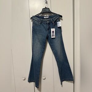 100% cotton Trendy Blue Flare Jeans for Women